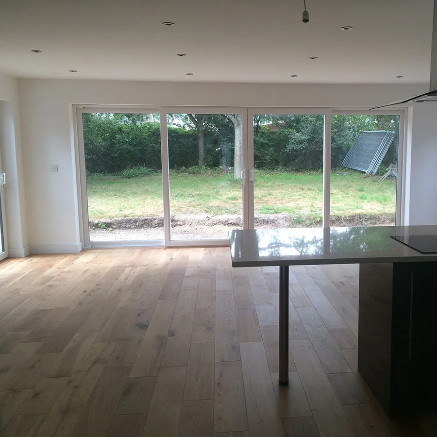 Open-plan kitchen extension with bifold doors